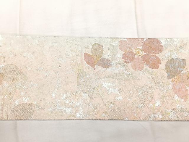 平和屋着物◎九寸名古屋帯　舞花文　金銀糸　正絹　逸品　BAAY5140qw