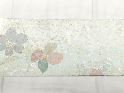 平和屋着物◎九寸名古屋帯　舞花文　金銀糸　正絹　逸品　BAAY5140qw