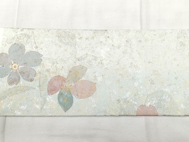 平和屋着物◎九寸名古屋帯　舞花文　金銀糸　正絹　逸品　BAAY5140qw