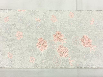 平和屋着物◎九寸名古屋帯　唐織　草花文　銀糸　正絹　逸品　BAAY5142qw