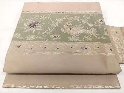 平和屋着物◎九寸名古屋帯　花鳥文　金銀糸　正絹　逸品　BAAY5143qw