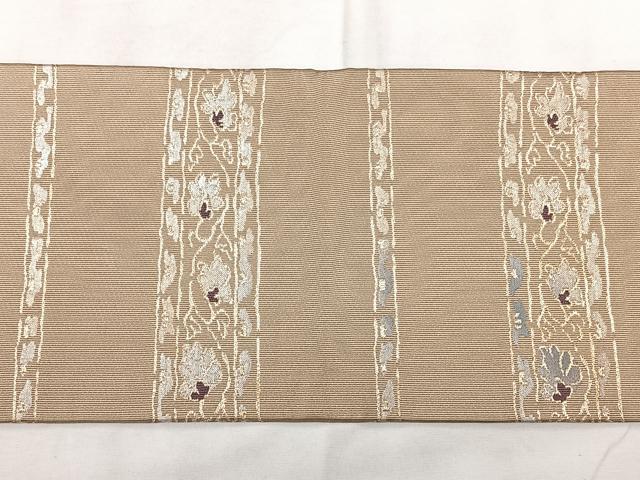 平和屋着物◎九寸名古屋帯　花鳥文　金銀糸　正絹　逸品　BAAY5143qw