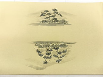平和屋着物◎塩瀬　九寸開き名古屋帯　作家物　手描き　風景松文　正絹　逸品　BAAY5145qw
