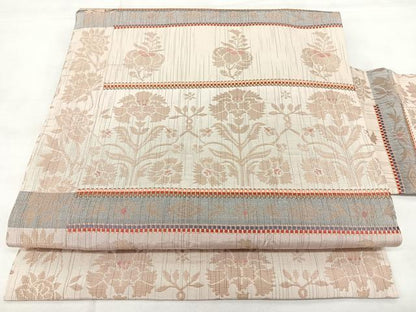 平和屋着物◎九寸名古屋帯　横段花文　金糸　正絹　逸品　BAAY5146qw
