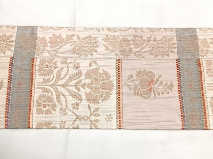 平和屋着物◎九寸名古屋帯　横段花文　金糸　正絹　逸品　BAAY5146qw