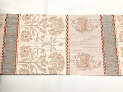 平和屋着物◎九寸名古屋帯　横段花文　金糸　正絹　逸品　BAAY5146qw