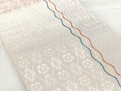 平和屋着物◎本場筑前博多織　半幅帯　花間道　正絹　逸品　BAAY5149qw