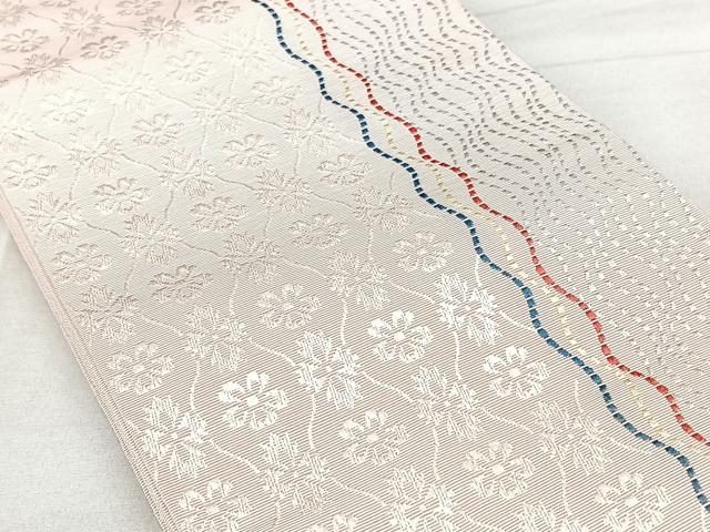 平和屋着物◎本場筑前博多織　半幅帯　花間道　正絹　逸品　BAAY5149qw