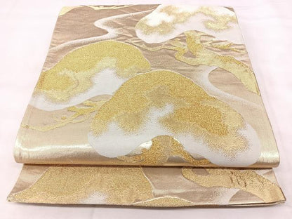 平和屋着物◎六通柄袋帯　松文　金糸　正絹　逸品　BAAY5157qw