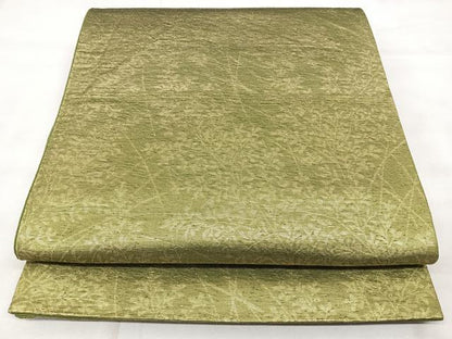 平和屋着物◎六通柄袋帯　枝葉文　金糸　正絹　逸品　BAAY5160qw