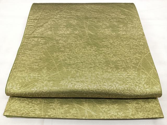平和屋着物◎六通柄袋帯　枝葉文　金糸　正絹　逸品　BAAY5160qw