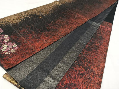 平和屋着物◎六通柄袋帯　霞間道　金糸　正絹　逸品　BAAY5166qw