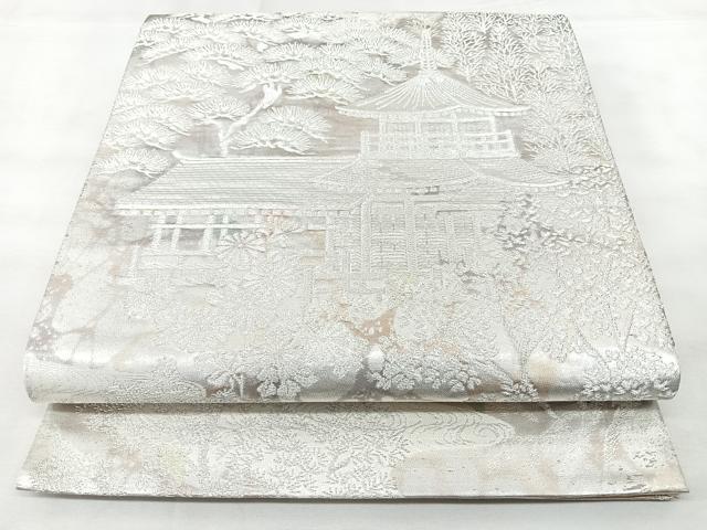 平和屋着物◎六通柄袋帯　古京錦　二重引箔　風景文　金銀糸　正絹　逸品　BAAY5169qw