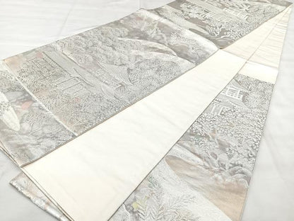 平和屋着物◎六通柄袋帯　古京錦　二重引箔　風景文　金銀糸　正絹　逸品　BAAY5169qw