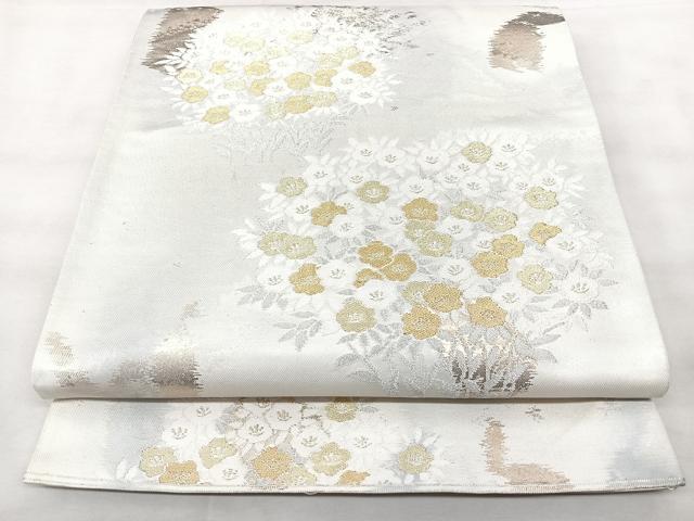 平和屋着物◎六通柄袋帯　草花文　金銀糸　正絹　逸品　BAAY5171qw