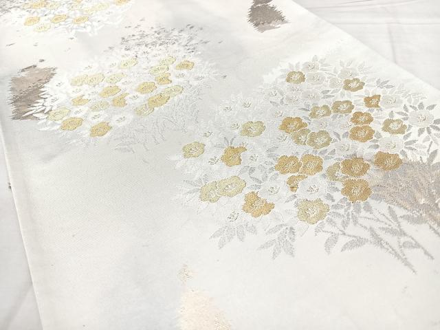 平和屋着物◎六通柄袋帯　草花文　金銀糸　正絹　逸品　BAAY5171qw