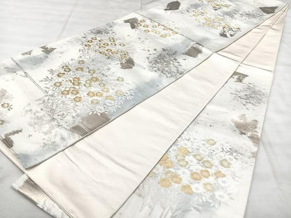 平和屋着物◎六通柄袋帯　草花文　金銀糸　正絹　逸品　BAAY5171qw