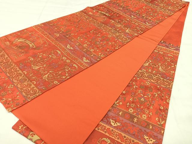 平和屋着物◎六通柄袋帯　洋花文　正絹　逸品　BAAY5176qw