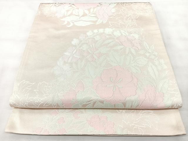 平和屋着物◎六通柄袋帯　草花文　正絹　逸品　BAAY5184qw