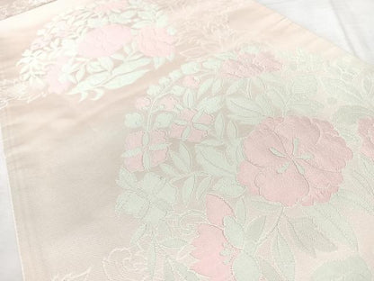 平和屋着物◎六通柄袋帯　草花文　正絹　逸品　BAAY5184qw