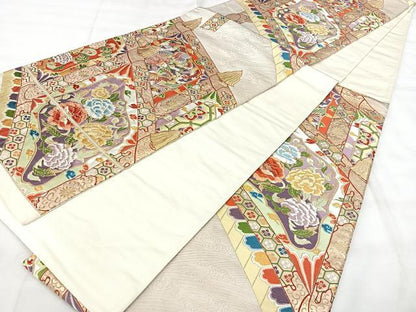 平和屋着物◎六通柄袋帯　唐織　東照宮　金糸　正絹　逸品　BAAY5187qw