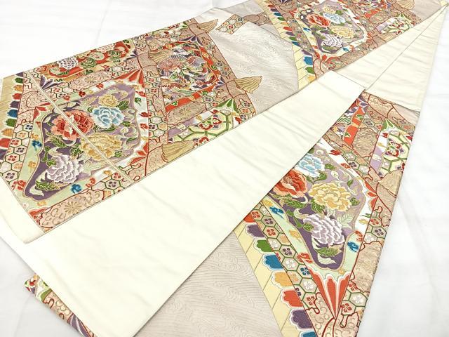平和屋着物◎六通柄袋帯　唐織　東照宮　金糸　正絹　逸品　BAAY5187qw