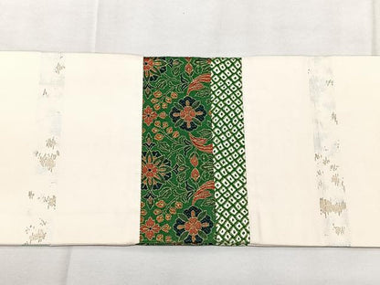 平和屋着物◎九寸名古屋帯　切嵌　更紗花文　金銀糸　引箔　正絹　逸品　BAAY5194qw