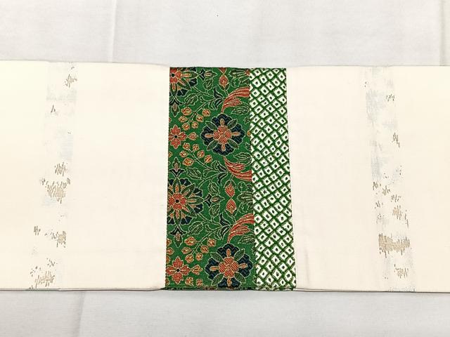平和屋着物◎九寸名古屋帯　切嵌　更紗花文　金銀糸　引箔　正絹　逸品　BAAY5194qw