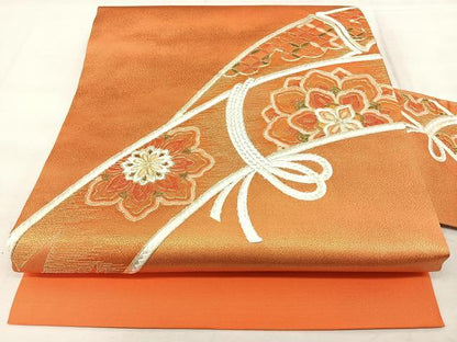 平和屋着物◎九寸名古屋帯　総刺繍　駒刺繍　正倉院花文　金糸　正絹　逸品　BAAY5197qw