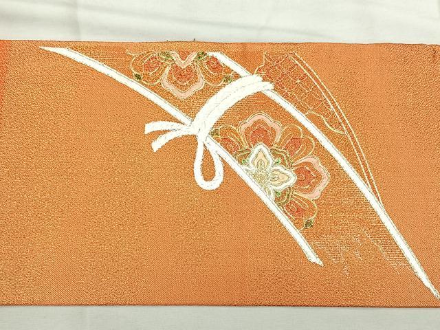 平和屋着物◎九寸名古屋帯　総刺繍　駒刺繍　正倉院花文　金糸　正絹　逸品　BAAY5197qw