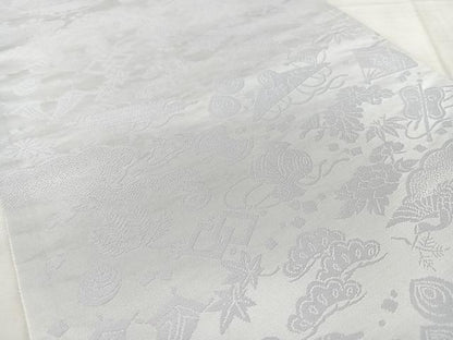平和屋着物◎両面　六通柄袋帯　流水花鳥文　金銀糸　正絹　逸品　BAAY5201qw