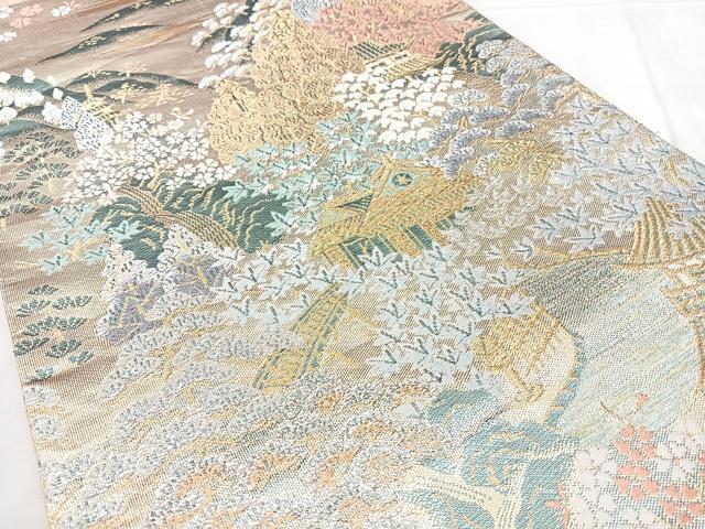 平和屋着物◎六通柄袋帯　京山水文　プラチナ二重箔　正絹　逸品　BAAY5202qw