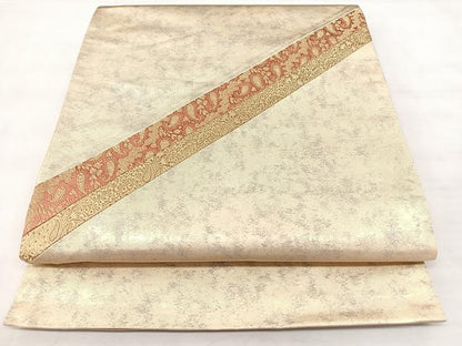 平和屋着物◎太鼓柄袋帯　切嵌　洋花文　金糸　引箔　正絹　逸品　BAAY5204qw