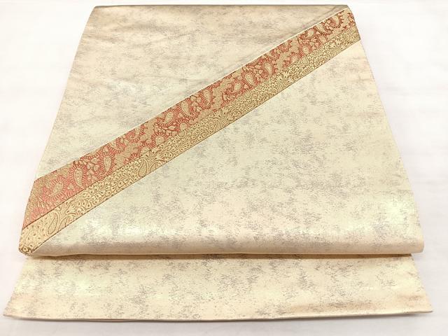 平和屋着物◎太鼓柄袋帯　切嵌　洋花文　金糸　引箔　正絹　逸品　BAAY5204qw