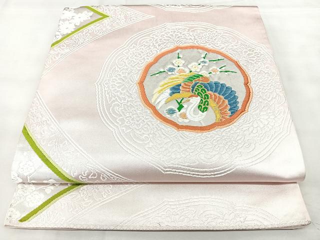平和屋着物◎六通柄袋帯　唐織　飛鶴花文　金銀糸　正絹　逸品　BAAY5208qw