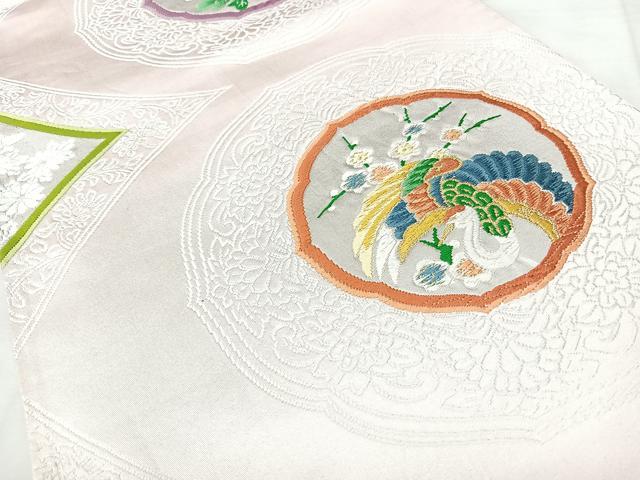 平和屋着物◎六通柄袋帯　唐織　飛鶴花文　金銀糸　正絹　逸品　BAAY5208qw