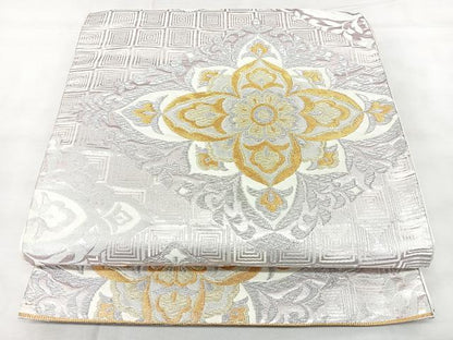平和屋着物◎六通柄袋帯　花菱文　金銀糸　正絹　逸品　BAAY5210qw