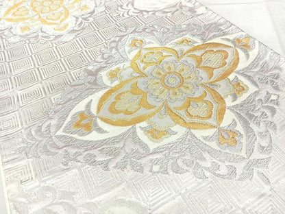 平和屋着物◎六通柄袋帯　花菱文　金銀糸　正絹　逸品　BAAY5210qw