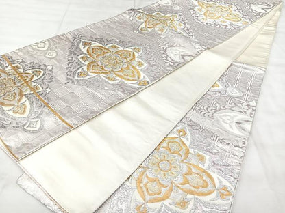 平和屋着物◎六通柄袋帯　花菱文　金銀糸　正絹　逸品　BAAY5210qw