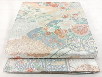 平和屋着物◎六通柄袋帯　宝珠本佐賀錦　九百錦　花車文　金銀糸　正絹　逸品　BAAY5212qw