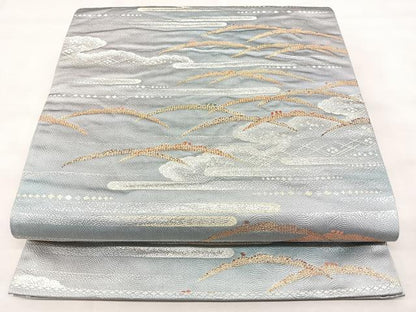 平和屋着物◎西陣　六通柄袋帯　雪芝霞文　金銀糸　正絹　逸品　BAAY5221qw