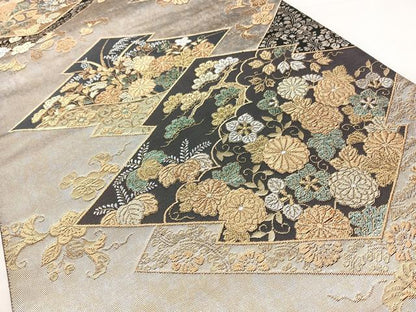 平和屋着物◎六通柄袋帯　松川菊聚文　金銀糸　引箔　正絹　逸品　BAAY5227qw