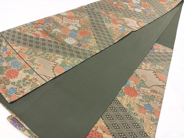 平和屋着物◎六通柄袋帯　風景花文　金糸　三越扱い　正絹　逸品　BAAY5229qw