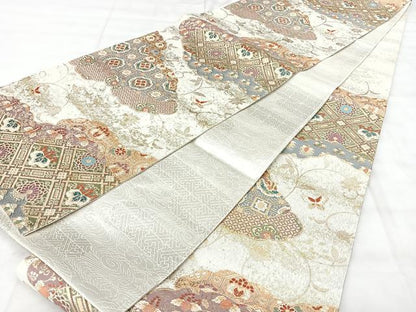 平和屋着物◎佐賀錦　六通柄袋帯　上代名物裂　金銀糸　正絹　逸品　BAAY5230qw
