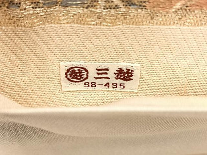 平和屋着物◎六通柄袋帯　飛鶴花文　金糸　三越扱い　正絹　逸品　BAAY5232qw