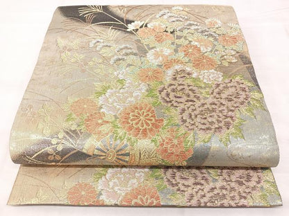 平和屋着物◎六通柄袋帯　琳派吉祥文　金銀糸　正絹　逸品　BAAY5237qw