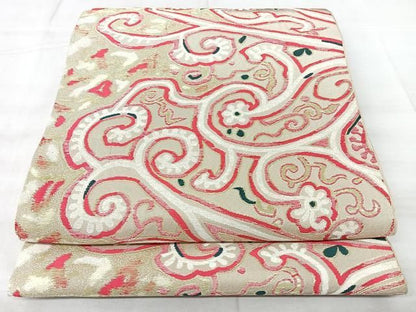 平和屋着物◎六通柄袋帯　花唐草文　金糸　正絹　逸品　BAAY5245qw