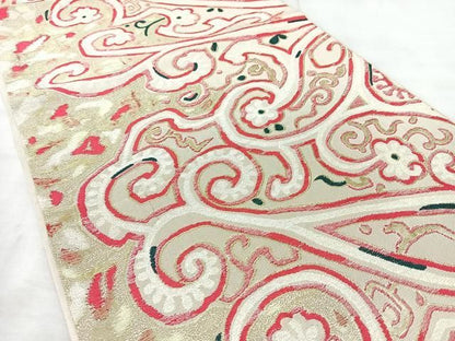 平和屋着物◎六通柄袋帯　花唐草文　金糸　正絹　逸品　BAAY5245qw