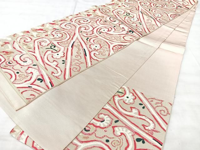 平和屋着物◎六通柄袋帯　花唐草文　金糸　正絹　逸品　BAAY5245qw