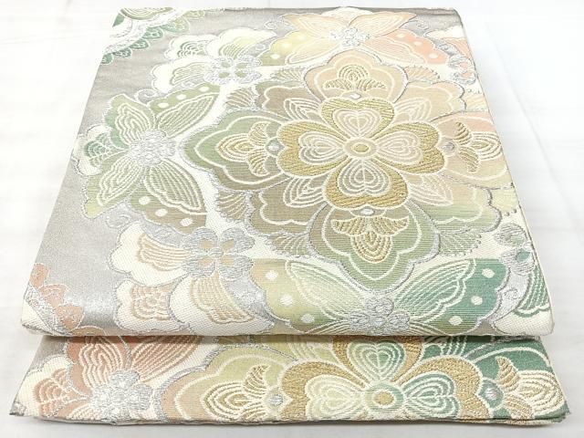 平和屋着物◎六通柄袋帯　正倉院花文　金銀糸　正絹　逸品　BAAY5247qw